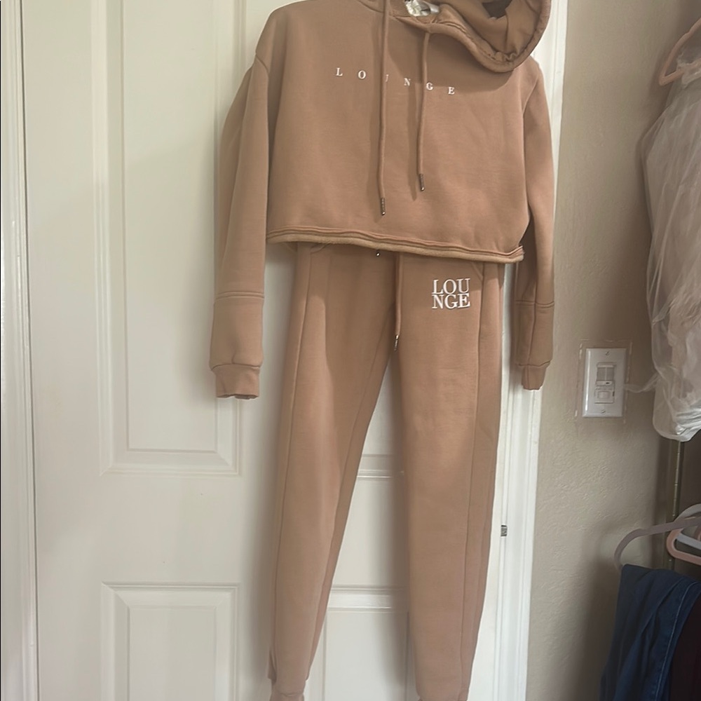 Tan Lounge Hoodie And Joggers Set